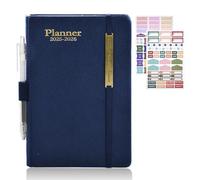 Agenda Diary Planner with Pen Holder, A5 Week to View Diary 5.5 * 8.1In, 18 Month Diary 2025-2026.6, with Monthly Tab, Hardcover, Inner Pocket, for Business, Office, Home, Pen not included(Dark Blue)