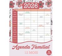 Agenda Familial 2026 - 12 mois: Planning hebdomadaire et mensuel à 5 colonnes pour toute la famille