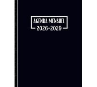 Agenda Mensuel 2026-2029 quatre ans: Planificateur 48 Mois, Du 1 janvier 2026 jusqu'a le 31 Décember 2029, |Théme: Noir |