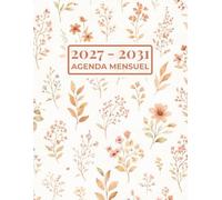 Agenda Mensuel 2027-2031 5 ans: Planificateur floral de 60 mois, de janvier 2027 à décembre 2031, avec jours fériés