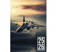 Agenda Scolaire 2025-2026: Avion de Chasse | Journalier (un jour une page) | 12x17 cm | Format standard | 300 pages | Sept 2025 - juil 2026 | Français | Collège & lycée | Militaire & armée | Garçon