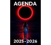 Agenda Scolaire 2025-2026 | Fille Sombre et Cercle Rouge | Thème Dark et Mystère | Bi-journalier (2 jours par page) | Format A5 (12×17 cm) | Septembre 2025 - Juillet 2026 | Pour Collège et Lycée