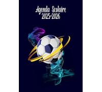 Agenda Scolaire 2025-2026: Organiseur journalier 2 Jours X Page avec heures, (Sep 25/ Jui 26) Pour Etudiants primaire, Lycée Et Collège | CP, CE1 et CE2 - Zone A - B - C | A4 Couverture Football