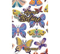 Agenda Scolaire 2025-2026: Thème Papillon Fille | Planificateur Journalier Format A5 | 1 Jour par Page de Septembre à Juillet | Organisation Primaire Collège Lycée.