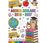 Agenda Scolaire 2026 2027 Hibou: Planificateur de Mission Quotidien avec Oiseau de Nuit Savant | Cahier de Textes pour Élève de Septembre à Juillet | Organisateur Sagesse