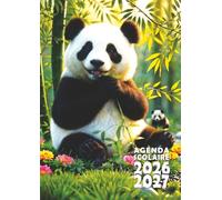 Agenda scolaire 2026 2027: Panda - Une page par jour en petit format 12x17 cm pour les élèves de CM1, CM2, collège et lycée fans d'animaux sauvages