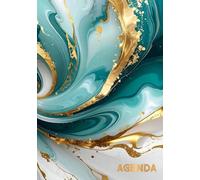 Agenda Scolaire 2026-2027: Planificateur Journalier 1 Jour par Page - Pour Étudiants Collège, Lycée | Couverture Marbré élégant Bleu Sarcelle , Blanc et Or