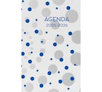 Agenda scolaire journalier 2025-2026-Pois - Bleu-Gris et blanc (12.85x19.84 cm) 1 page par jour