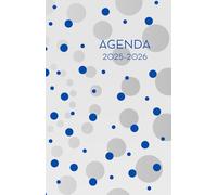 Agenda scolaire journalier 2025-2026-Pois - Bleu-Gris et blanc (12.85x19.84 cm) 1 page pour 2 jours