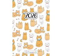 Agenda Semainier 2026 A5 Chats: Planificateur Hebdomadaire Horizontale | 12 Mois, de Janvier à Décembre | Planner Français avec Vue Semaine sur Deux Pages