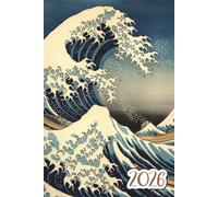 Agenda Settimanale 2026 Verticale: Pianificatore 12 Mesi, da Gennaio a Dicembre | Planner Italiano con Vista Settimana su Due Pagine | La grande onda di Kanagawa