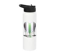 Agender Flag Palette Heart Dripping Paint - Pride Stainless Steel Insulated Water Bottle
