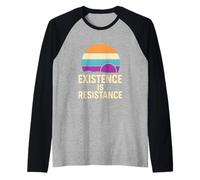 Agender Pride Existence is Resistance Modern Neutral Gender Raglan Baseball Tee