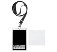 Agent Costume Accessories, Black ID Badge Props, Men in Cosplay Costume Name Tag with Lanyard, Spy Decorations Secret Agent ID Card Holder for Halloween Party Supplies