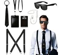 Agent Costume Accessories, Secret Service Costume Set with Sunglasses, Tie & Secret Card, Carnival, Theme Party, Costume Party (C)