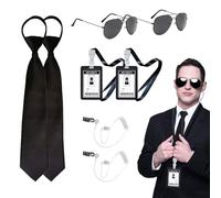 Agent Costume Accessories Set, Secret Agent Roleplay Costume, Black Spy Costumes Set, Adult Secret Outfit, Detective Fancy Dress Kit for Christmas Halloween Cosplay Dress Up Party Accessories