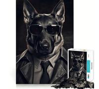 Agent German Shepherd Teenagers 1000 Piece Jigsaw Puzzle Serene Game Tight Connection Pattern Build Birthday Art Gift (50x75cm)