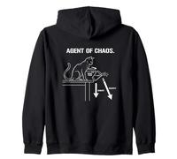 Agent Of Chaos Cat Lover Feline Mischief Quote Zip Hoodie