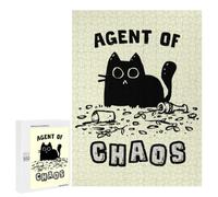 Agent Of Chaos Cat Poster, Funny Black Cat Wall Art, Mischievous Kitty Humor Pri Jigsaw Puzzle for Adults And Families, 500 PCS, A Creative Way to Unwind after A Busy Day, for Indoor Play