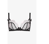Agent Provocateur Womens Agent Provocateur Lorna Scalloped Mesh Underwired Bra Black/Pink 36DD