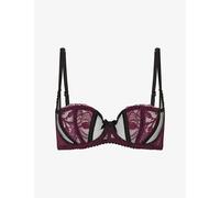 Agent Provocateur Womens Agent Provocateur Rozlyn Underwired Mesh and Lace Bra Black/Plum 32B