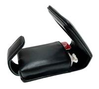 AgentMoon Luxury Portable Lipstick Pouch Lip Balm Case With Mirror,Makeup Bag.Real Sheepskin Leather Material,Magnetic Hidden Button.The Aesthetic aspect ratio:4.1 x 2.3 x 1.8 inches., Black, Classic