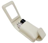 AgentMoon Luxury Portable Lipstick Pouch Lip Balm Case With Mirror,Makeup Bag.Real Sheepskin Leather Material,Magnetic Hidden Button.The Aesthetic aspect ratio:4.1 x 2.3 x 1.8 inches., Off-white