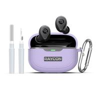 AGENTNANO [3 in 1] for Raycon Everyday Earbuds(2024 Edition) Case Cover with Cleaner kit, Logo Visible Design Shockproof Silicone Protective Cover for Raycon Everyday Earbuds with Carabiner-Porple