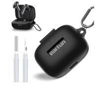 AGENTNANO for EarFun Air Pro 4 Case Cover with Cleaner Kit, Soft Silicone Protective Scratch Resistant Logo Visible Design Cover Compatible with EarFun Air Pro 4 Charging Case with Carabiner-Black