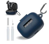 AGENTNANO for EarFun Air Pro 4 Case Cover with Cleaner Kit, Soft Silicone Protective Scratch Resistant Logo Visible Design Cover Compatible with EarFun Air Pro 4 Charging Case with Carabiner-Blue