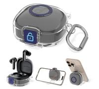 AGENTNANO for Soundcore P40i by Anker Case Cover, Secure Lock & Phone Stand Design Drop Protective Soft TPU Transparent Cover with Soundcore P40i by Anker Earbuds Charging Case with Carabiner-Clear