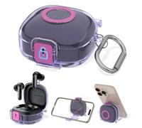 AGENTNANO for Soundcore P40i by Anker Case Cover, Secure Lock & Phone Stand Design Drop Protective TPU Transparent Cover with Soundcore P40i by Anker Earbuds Charging Case with Carabiner-Clear Purple