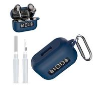AGENTNANO for TOZ0 NC3 Earbuds(2024) Case Cover with Cleaner kit, Silicone Protective Battery Display Visible Design Cover for TOZO Hybrid Active Noise Cancelling Wireless Earbuds with Carabiner-Blue