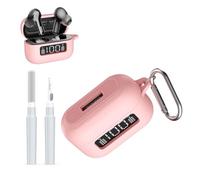 AGENTNANO for TOZ0 NC3 Earbuds(2024) Case Cover with Cleaner kit, Silicone Protective Battery Display Visible Design Cover for TOZO Hybrid Active Noise Cancelling Wireless Earbuds with Carabiner-Pink