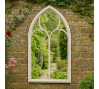 Agenzia 14 Antique Cream Arched Metal Frame Window Garden Wall Mirror 112 X 61Cm