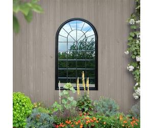Agenzia 14 Black Arched Metal Frame Full Length Window Garden Wall Mirror 131cm x 75cm