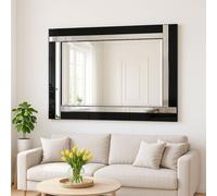Agenzia 14 Extra Large Black Venetian Glass Frame Wall Mirror 120 x 80cm | Size: 120 x 80 cm Agenzia 14 Black 120 x 80 cm