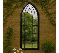 Agenzia 14 Large Antique Black Arched Metal Frame Window Garden Wall Mirror 153 X 60Cm