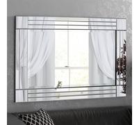 Agenzia 14 Large Art Deco Venetian Triple Glass Framed Wall Mirror 120 x 80cm in Silver | Size: 120 x 80 cm Agenzia 14 Silver 120 x 80 cm