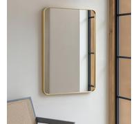 Agenzia 14 Large Curved Gold Metal Frame Modern Wall Mirror 90cm x 60cm