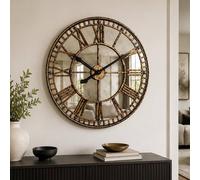 Agenzia 14 Large Gold Roman Numeral Wall Clock, 81cm Distressed Mirrored Face Agenzia 14 Gold