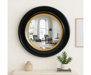 Agenzia 14 Large Round Antique Black and Gold Convex Feature Wall Mirror 66cm x 66cm