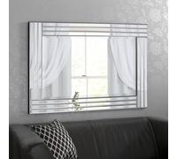 Agenzia 14 Large Venetian Art Deco Triple Glass Framed Wall Mirror 120 x 80cm in Silver | Size: 120 x 80 cm Agenzia 14 Silver 120 x 80 cm