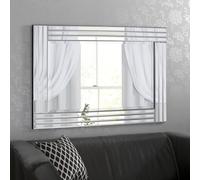 Agenzia 14 Large Venetian Art Deco Triple Glass Framed Wall Mirror 120cm x 80cm