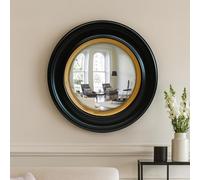 Agenzia 14 Medium Round Antique Black and Gold Convex Feature Wall Mirror 52cm x 52cm