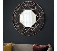 Agenzia 14 Modern 3D Gold Metal Frame Round Mirror 88.5Cm Diameter