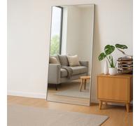 Agenzia 14 Modern Silver Metal Rectangle Frame Leaner Mirror 200Cm X 100Cm