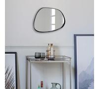 Agenzia 14 Modern Small Black Pebble Metal Wall Mirror 28 X 36Cm