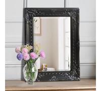 Agenzia 14 Small Antique Ornate Rectangle Wall Mirror 42cm x 53cm (Black)
