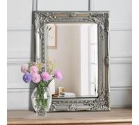 Agenzia 14 Small Antique Ornate Rectangle Wall Mirror 42cm x 53cm (Silver)